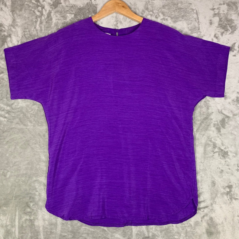 VTG Anna of California Purple Short Dolman Sleeve Blouse Shoulder Pads Small USA